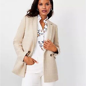 Ann Taylor Beige Blazer with Subtle Pattern